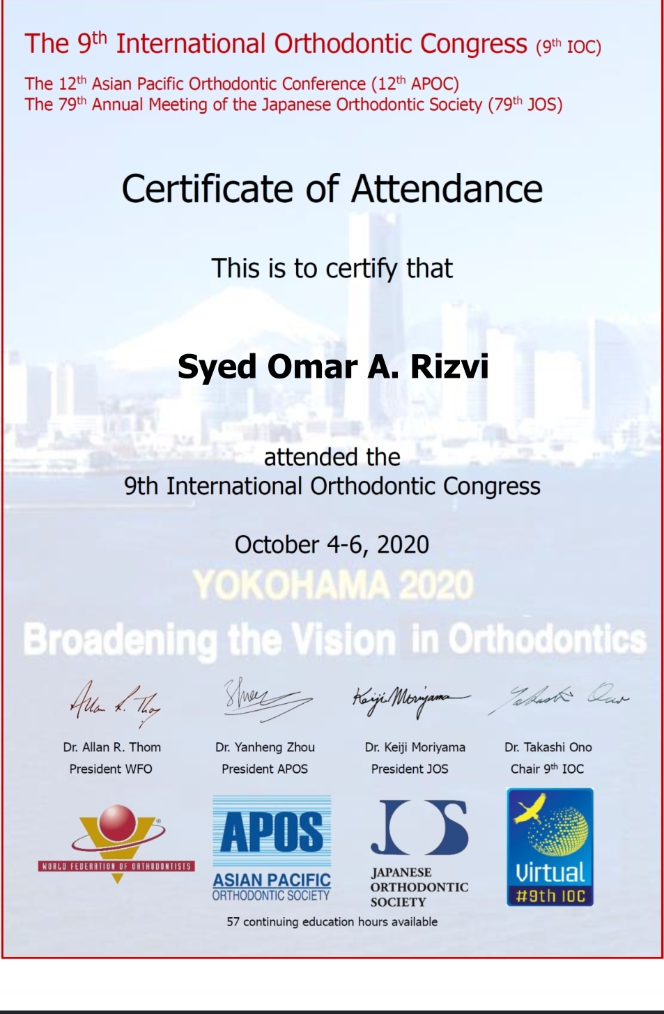 9th International Orthodontic Congress (9th IOC)