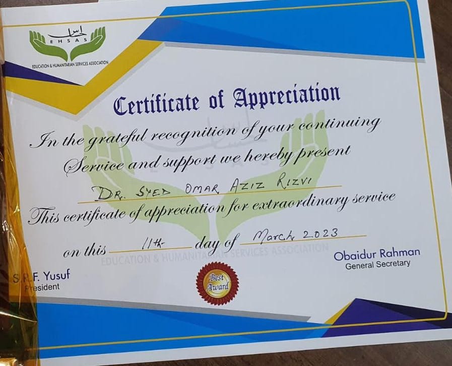 Certificate of Appreciation — Extraordinary Service
